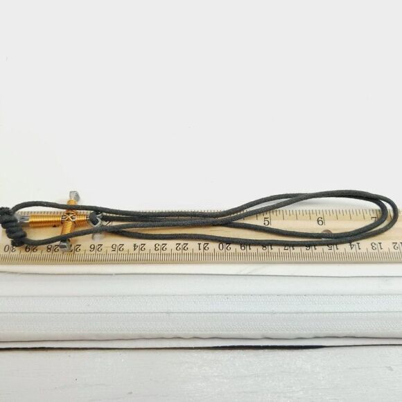 Vintage Cross Pendant Necklace, Wire Wraped Nails, Black Cord, Estate - Picture 4 of 6